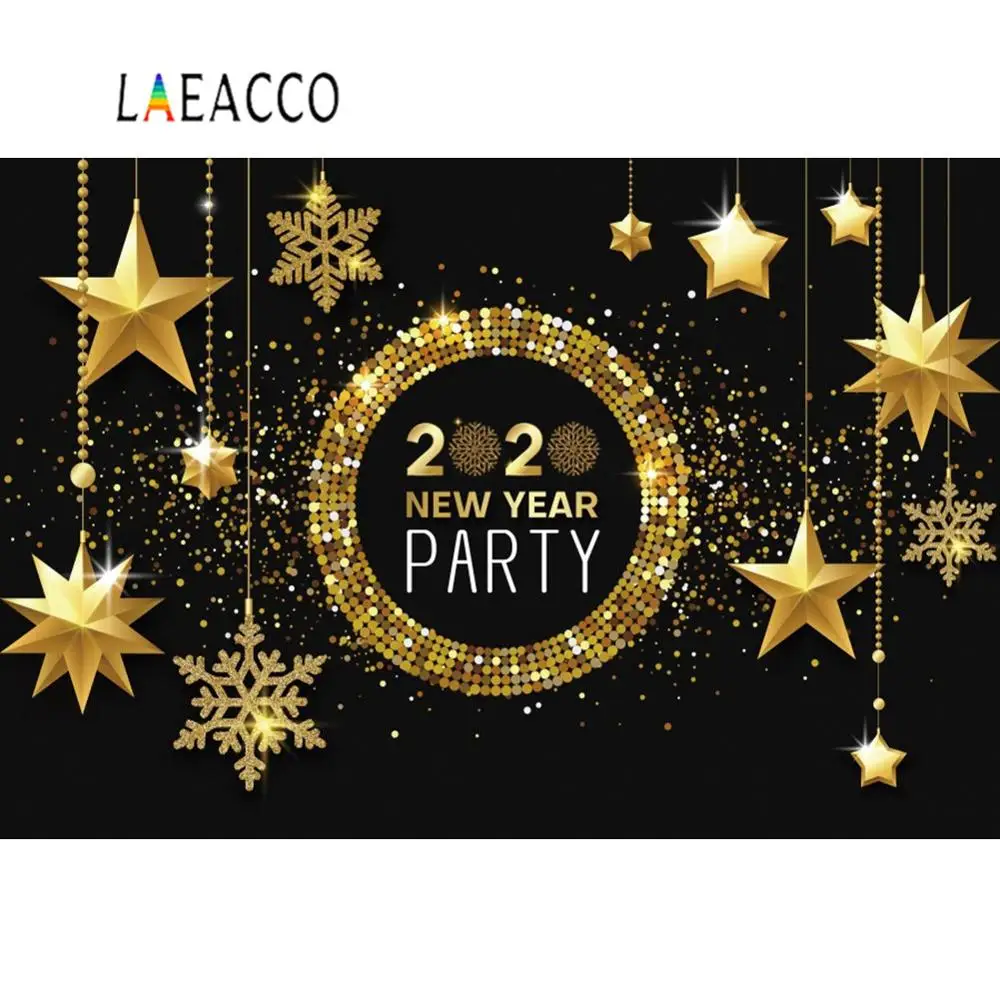 Laeacco с новым годом 2020 золотые звезды точки Снежинка Декор для вечеринки фото фон