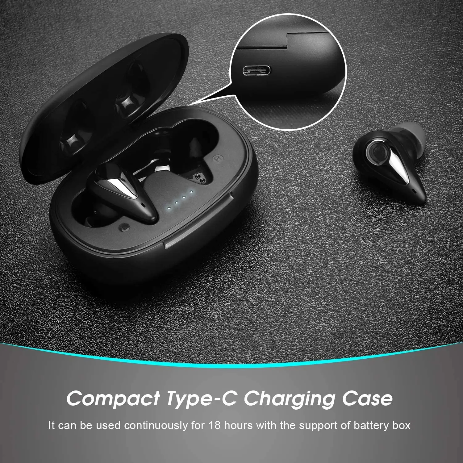 Fones de Ouvido sem Fio Controle de Toque com tipo c Fones de Ouvido para Iphone e Android Agosto Bluetooth Carregamento Esporte In-ear Ep810 Tws 5.0 - Image 4