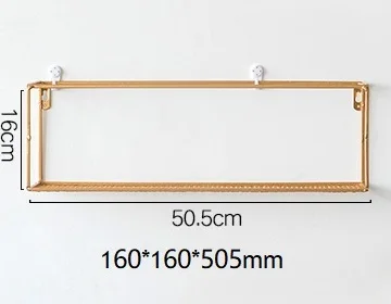 Настенные Золотые черные проволочные стеллажи Органайзер одноярусные подвесные органайзеры винтажные проволочные сетки - Цвет: 50.5cm  Gold