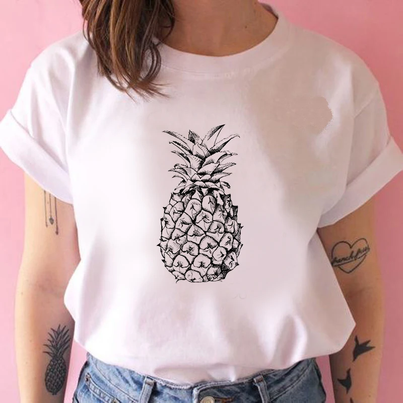 2020 Fashion Women Harajuku Cartoon pineapple Printed T Shirt Casual Short Sleeve Women's T-shirt Soft Female T shirt