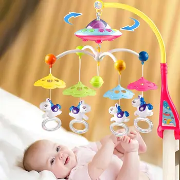 

Baby Crib Musical Mobile Toy With Lights Music Star Projector Remote Control Timing Rotating Rattle Musical For Newborn Baby