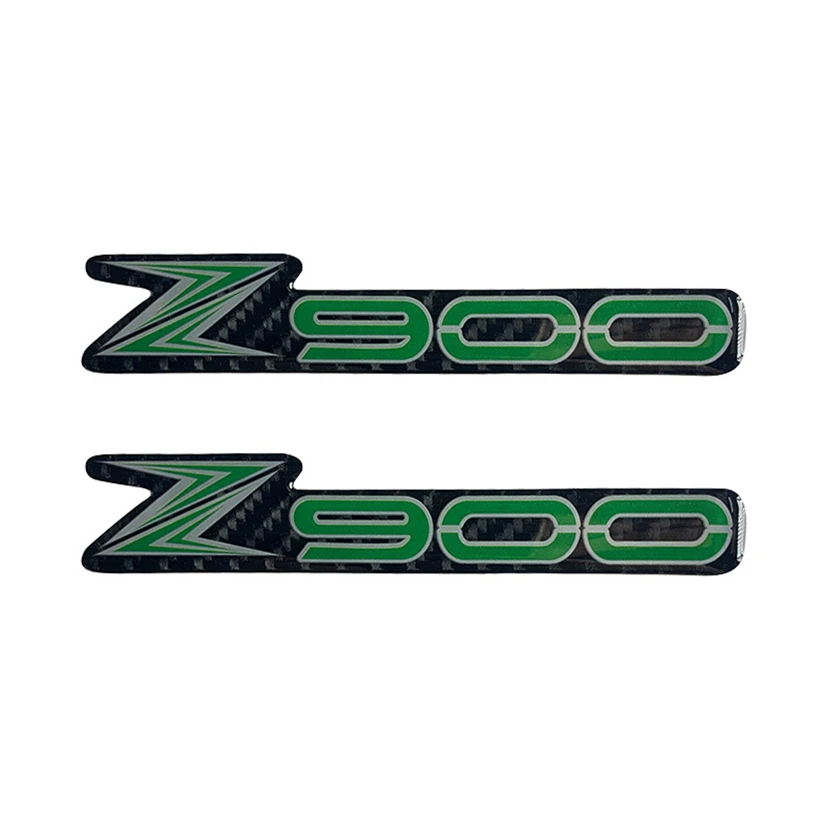 2PCS 3D Carbon Fiber Z900 Motorcycle Fuel Tank Stickers Emblems Raised