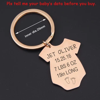 

Baby Announcement Birth Stats Keychain Baby Romper Keyfobs For New Mother New Father Gift Baby Memento Jewelry