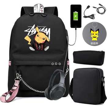 

Pikachu Cartable Pokemon Go Backpack Anime Bag Mochila Usb Backpacks Rucksack Escolar Laptop Bag School Bags for Teenagers