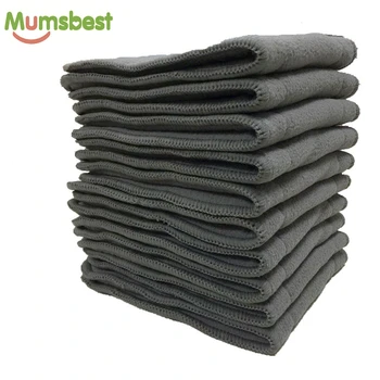 

10Pcs Babies Cloth Diaper Inserts 5 Layers Charcoal and Microfiber Nappy Liner Keep Dry Fast Diapers Liners One Size