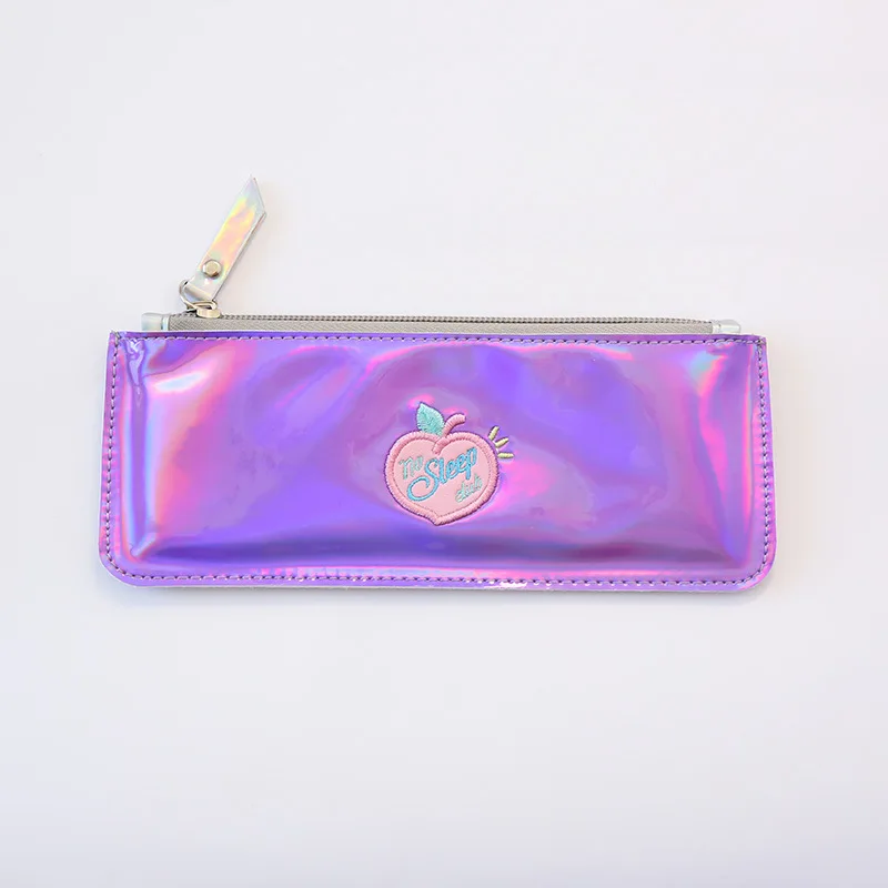 Purple Чехол для карандашей Kawaii, сумка для ручек, лазерная вышивка, коробка для ручек, школьные принадлежности, канцелярские принадлежности, сумки для макияжа, для хранения, инструменты для студентов, подарок - Цвет: Purple