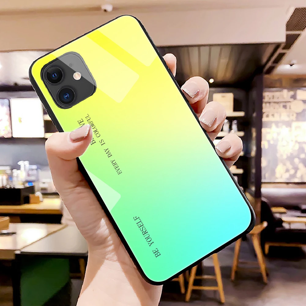 Градиентный стеклянный чехол для телефона для iPhone 11 Pro Max X XSMax XR 6 7 8Plus 5 6s DIY для sumsung galaxy Note 8 9 10 Plus S8 9 S10E чехол - Цвет: 80086