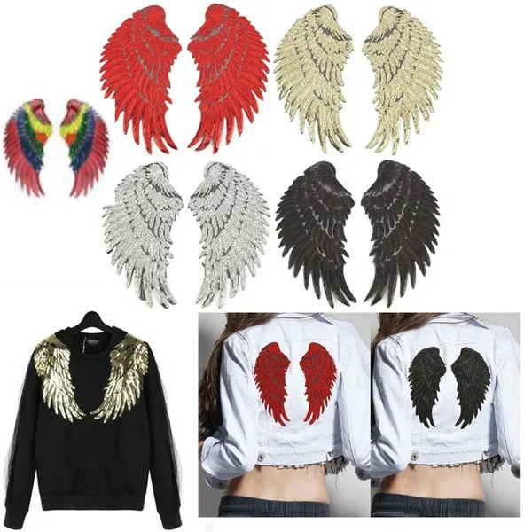 La HAUTE Lot de 2 patchs /à repasser avec sequins brod/és ailes dange /à faire soi-m/ême Rouge
