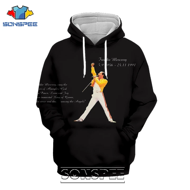 SONSPEE 3D Print Freddie Mercury Hoodie Men Women Casual Rock Coat Streetwear Hip Hop Pullover Tops Legend Singer Sweatshirt (4)