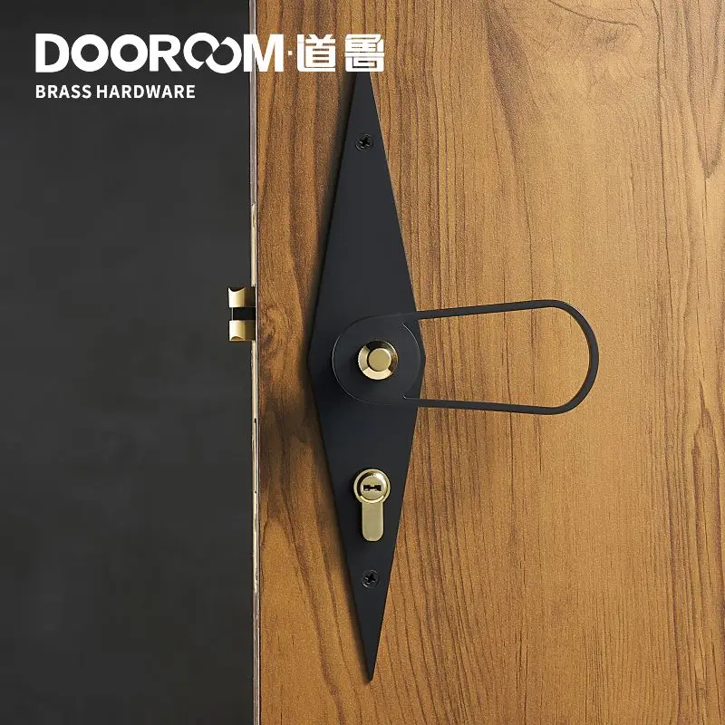 Дверной рычаг Dooroom латунный ультратонкий бесшумный черный золотой современный