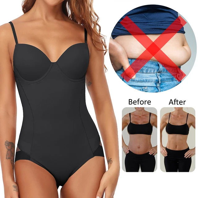 Women Slimming Bodysuits One-piece Shapewear Tops Tummy Control Body Shaper Seamless Camisole Jumpsuit with Built-in Bra 2