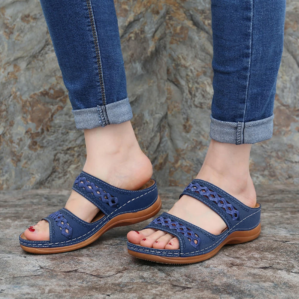 

Drop Shipping Women's Open Toe Comfy Sandals Super Soft Premium Orthopedic Low Heels Walking Sandals Toe Corrector Cusion