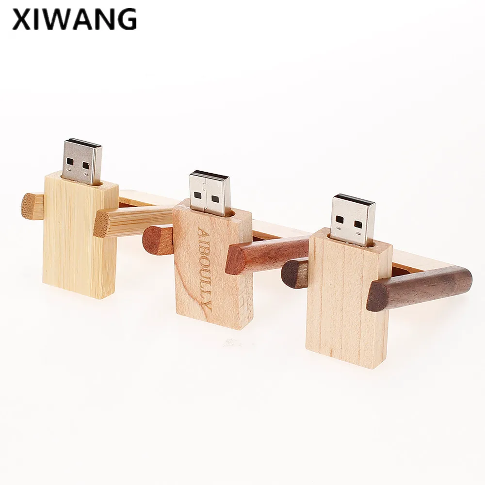 Вращающийся usb 2,0 деревянный USB флэш-накопитель 4 ГБ 8 ГБ Флешка 16 ГБ флеш-накопитель 32 Гб 64 Гб usb-носитель свадебный подарок выгравировать логотип компании