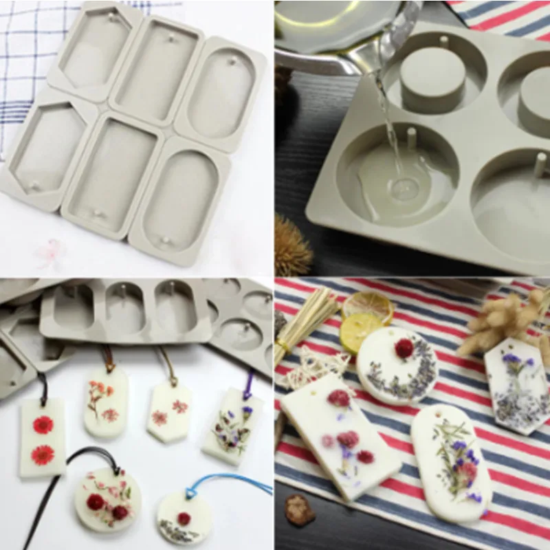 1PC New DIY Silicone Clay Aromatherapy Tablet Gift Mold Hanging Ornament Handmaking Wax Flower Soap Craft Accessories Home Decor