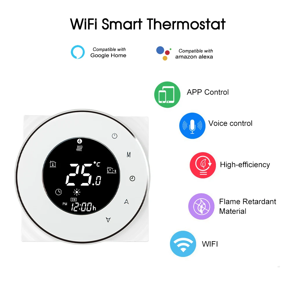 WiFi умный электрический нагревательный термостат цифровой контроль температуры ler Tuya/SmartLife контроль ЖК-дисплей работа с Amazon Google Home