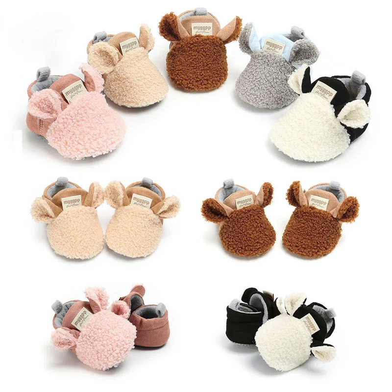  New Baby Infant Kid Girl Boy Cute Ears Shoes Soft Sole Crib Shoes Newborn Shoes Winter Keep Warm Sh