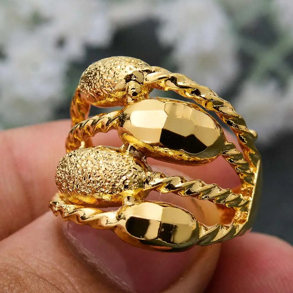 Wando эфиопское золото цвет скраб цветы обручальные кольца для женщин Регулируемая форма юбилей Сделано с Купером Роскошные ювелирные изделия - Цвет основного камня: GOLD5