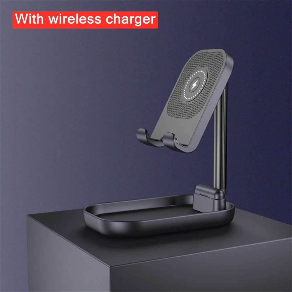 wireless charger Универсальная настольная подставка 10 Вт Быстрая зарядка беспроводное зарядное устройство телескопический держатель для телефона Подставка для сотового телефона/планшета Настольный Держатель подставка - Цвет: wireless charger