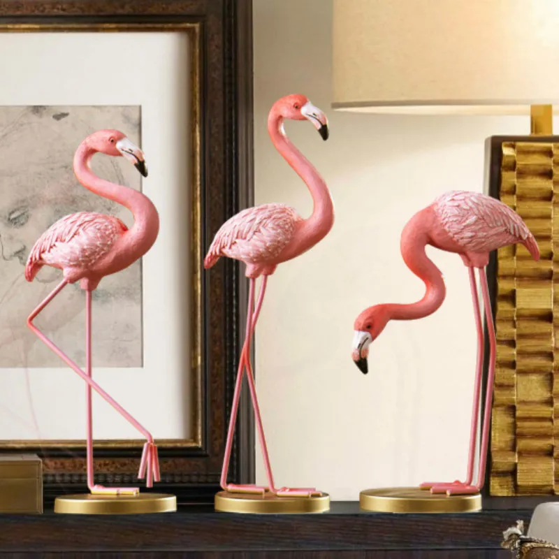 

Creative Nordic Cute Resin Flamingo Statues Home Decor Crafts Animal Figurine Decoration Objects Arts Gifts