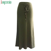 Женская длинная юбка, одноцветная, бандажная, элегантная, свободная, высокая талия, модная, Женская юбка, дышащая, для девушек, размера плюс, юбки для вечеринок