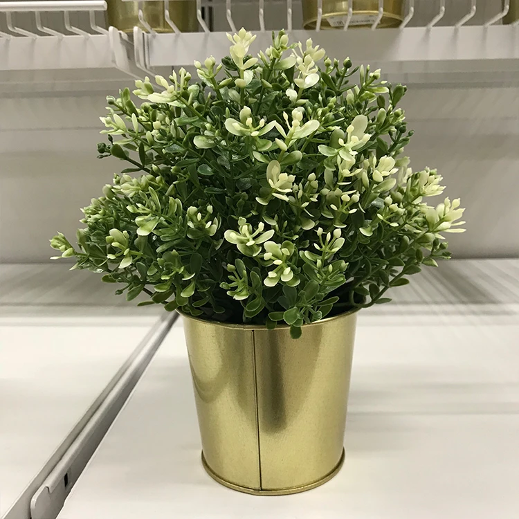 Decorate Use Flowerpot Golden Metal Flowerpot Interior Decoration Ornament Admission Keg