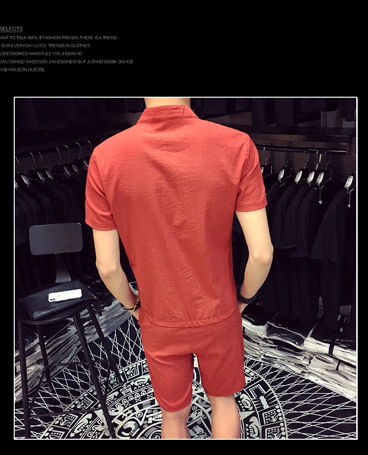 Summer Men Fashion Men Sets High Quality T-Shirt Casual Breathable Short-Sleeve T-Shirt+ Shorts