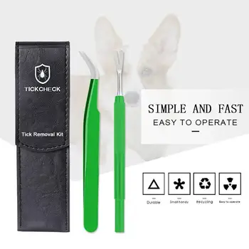 

2Pcs Pet Dog Flea Remover Tick Removal Tool Stainless Steel Double Head Fork Tweezers Clip Dogs Cat Pet Supplies