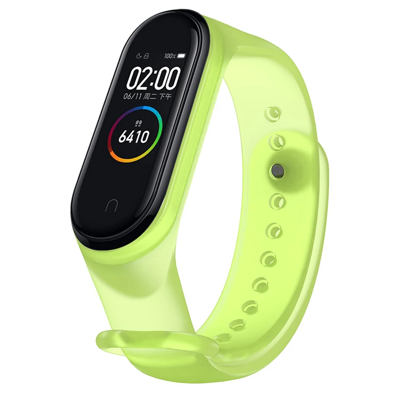 transparent green Спортивный умный Браслет, ремешки для mi Band 2 для Xiaomi mi Band 3 4, ремешок на запястье, аксессуары, сменный Браслет - Цвет: transparent green