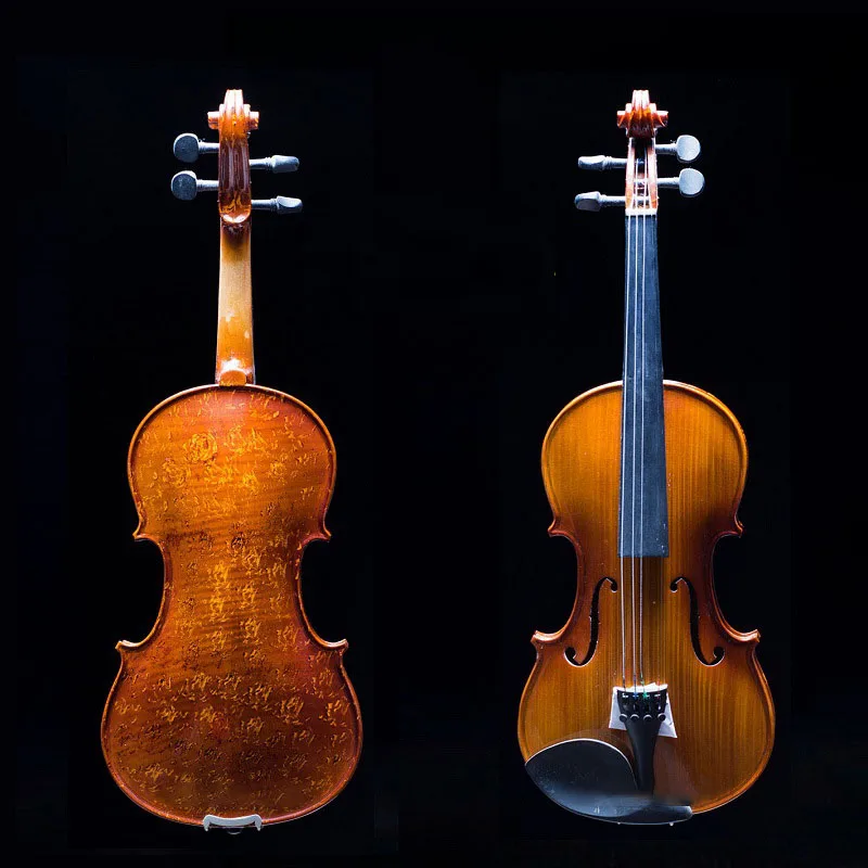 

New Panel Material White Pine Art Hand Pattern Violin Hand Made Imitation Ebony Accessories 4 / 4-1 / 4