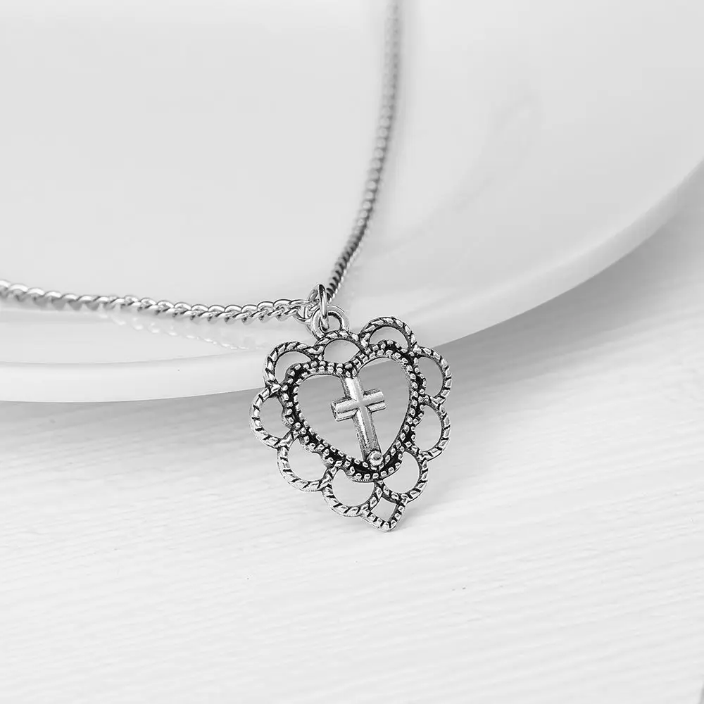 Silver Zinc Alloy Gothic Cross Necklace