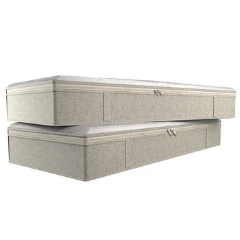 

2pcs Foldable Underbed Bag With Clear Window Portable Handles Clothes Zippered Organizer Save Space Large Capacity Comforters