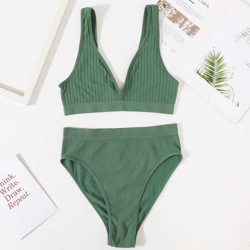 Women Push-Up Bra Set Deep V Seamless Underwear Set Wireless Bra High Rise Panties Female Sexy Lingerie women lingerie set,sexy bra set,women underwear set