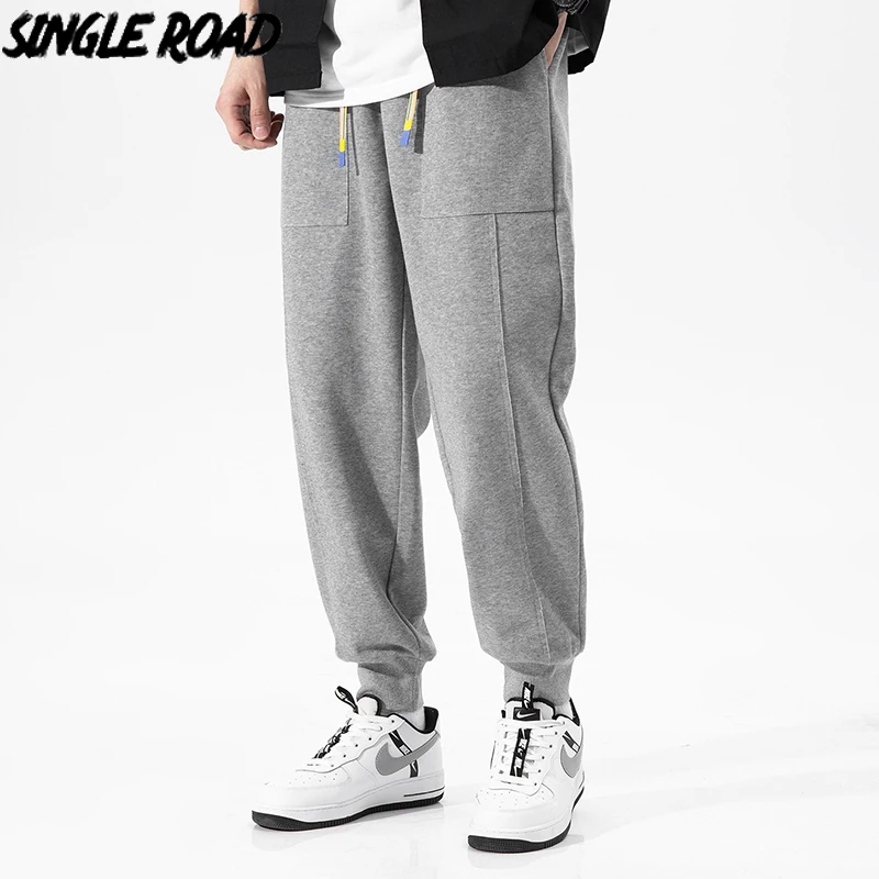 Single Road Mens Sweatpants Men 2021 Spring Solid Baggy Joggers Running Sports Pants Trousers