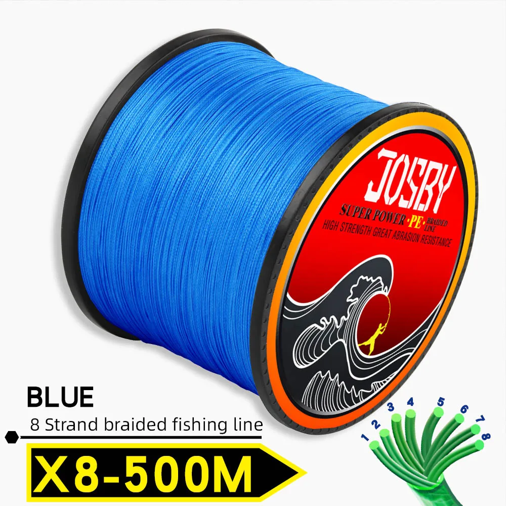 X8-500M-Blue JOSBY 300 м 500 м 1000 м 8 нитей 10-78LB PE плетеный рыболовный провод Multifilament очень прочный рыболовный линия ЯПОНИЯ разноцветный - Цвет: X8-500M-Blue