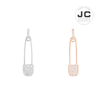 

New Fashion Charms Silver 925 Original Copy Jewelry,Pink Silver Single Safety Pin Earring For Women With Mono Logo Zircon Gift