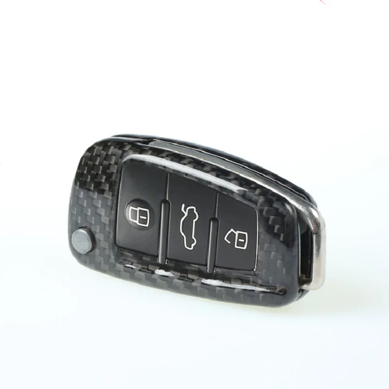 Carbon Fiber Car Key Cover Case Shell For Audi C6 A7 A8 R8 A1 A2 A3 A4 A5 Q7 A6 C5 Car Holder Car Styling Accessories