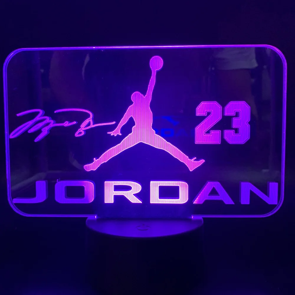 Светодиодный ночник, лампа Jordan, лучший подарок для детей, изменение цвета с пультом дистанционного управления, ночник для офиса, 3D лампа