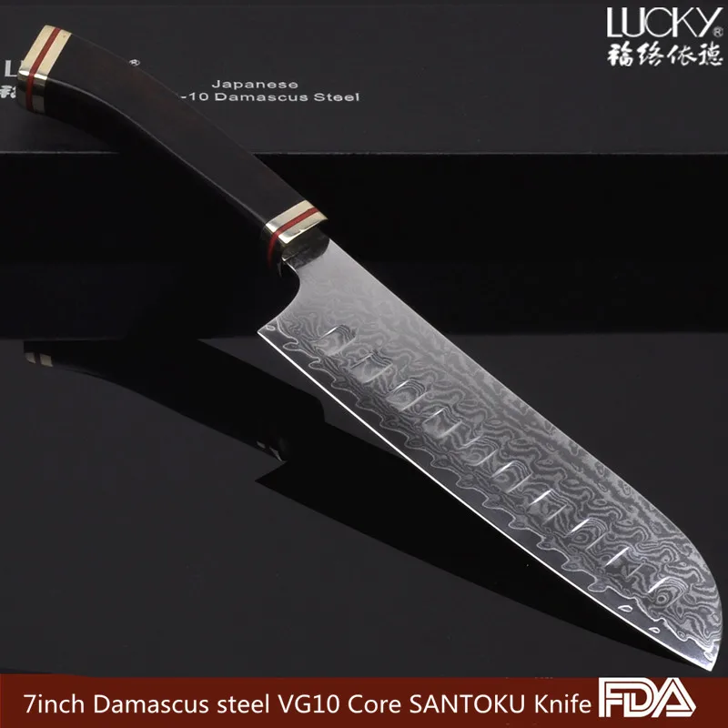 7 дюймов Santoku Кухня Ножи японский VG10 Дамаск Сталь мясо резак овощей рыб