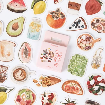 

46pcs Go Picnic Stickers Set Delicious Food Fruit Drink Note Sticker DIY Art Album Frame Decoration Adhesive Diary Gift F854