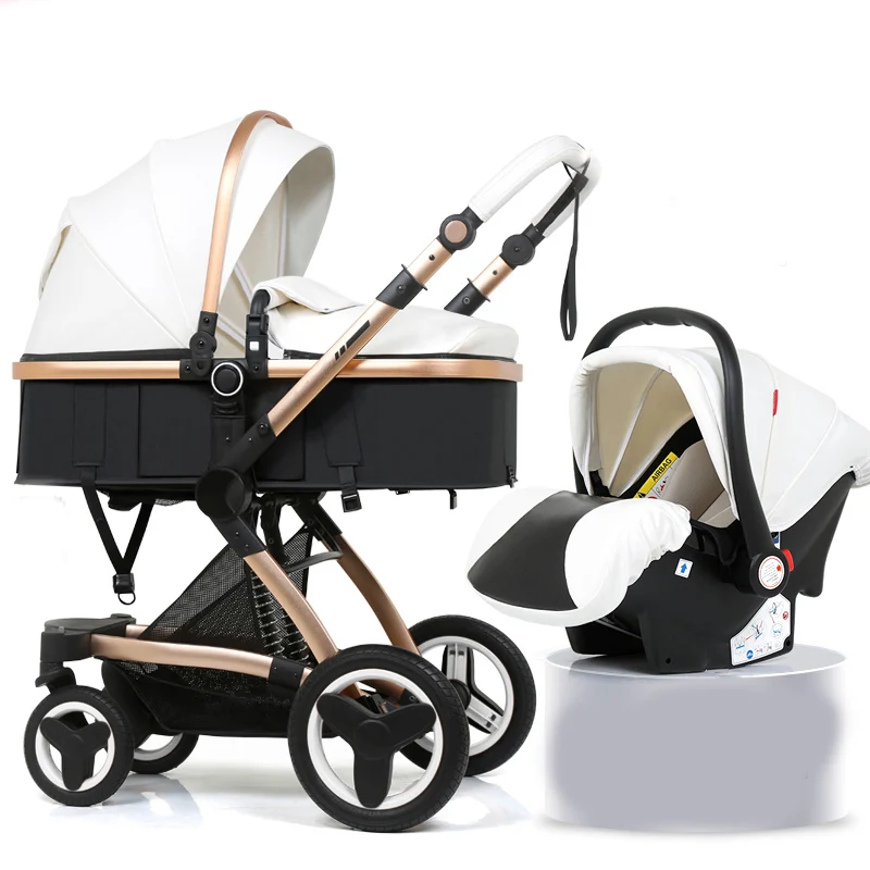 

3 in 1 Baby Stroller Cortical bi-directional Stroller High-view Shock Absorber Stroller Foldable Newborn Luxury Baby stroller