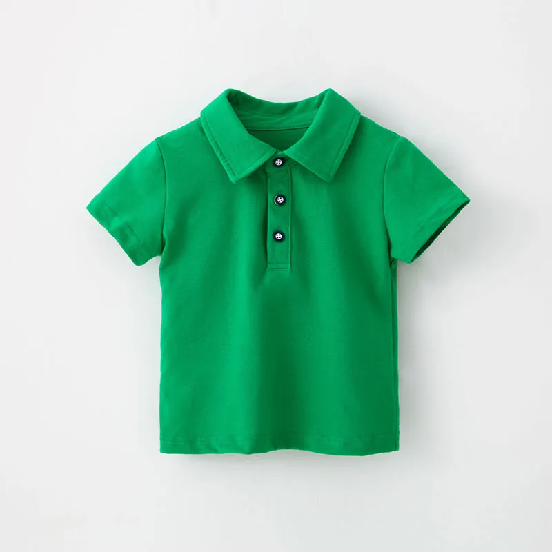 Рубашка поло детская одежда Топы чистого цвета с отложным воротником, летняя футболка с короткими рукавами для маленьких мальчиков и девочек, Camisetas, одежда для детей-подростков - Цвет: Зеленый