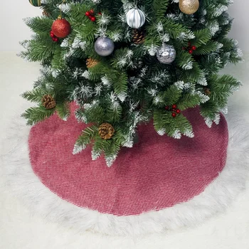 

Christmas Tree Skirt Mat Plush Tree Skirt Plaid Christmas Tree Skirt Tree Base Cover Christmas Party Decoration