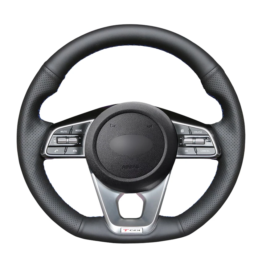 

Hand-stitched Black PU Artificial Leather Car Steering Wheel Cover for Kia K5 Optima 2019 Cee'd Ceed GT 2019 Cee'd Ceed