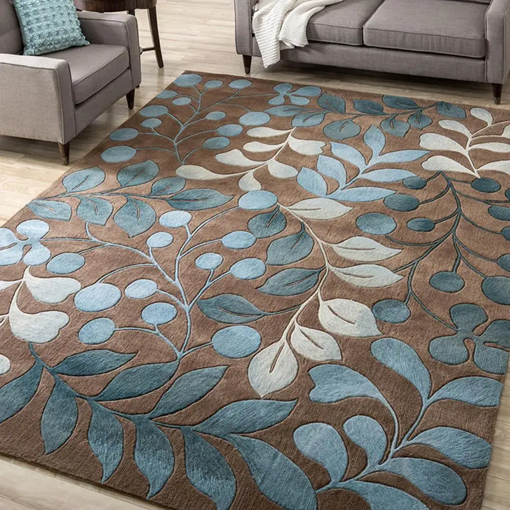 TWISTER.CK Nordic Printing Carpet Mat for Living Room Tea Table Bedside Decoration Art Living Room Carpet Table Bedroom Blanket - Цвет: branch leaf