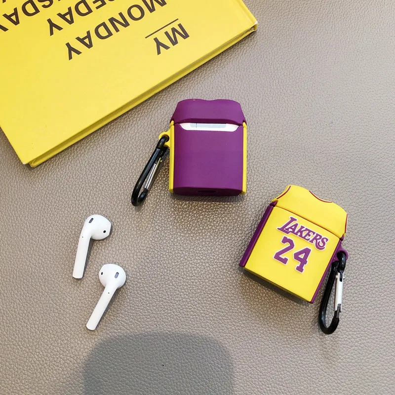 3D черные чехлы для наушников Mamba Lakers 24 Jersey Kobe Bryant Celtics 34 Paul Pierce для Apple Airpods 1/2 силиконовый чехол для наушников