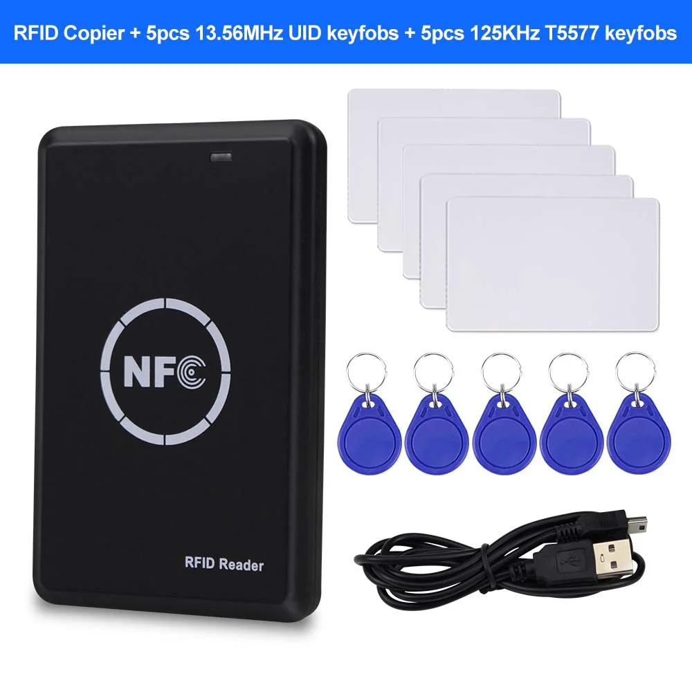 NS106 Kit NFC Card Duplicator 125KHz Key fob Copier RFID Smart Card Reader Writer 13.56MHz Encrypted Programmer USB UID/T5577 Writable Tag - Цвет: NS106 Kit