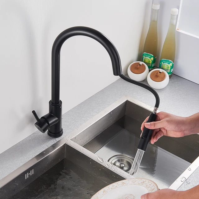 Rozin Smart Touch Kitchen Faucet Black Pull Out Sensor Faucets Black/Nickel 360 Rotation Crane 2 Outlet Water Mixer Taps 4
