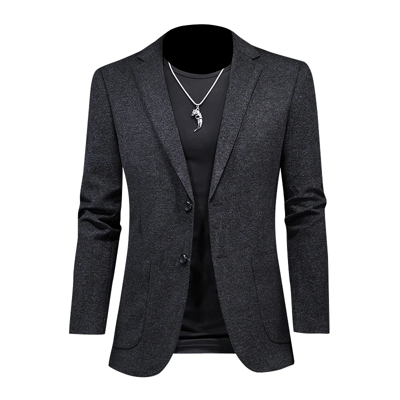 

2021 New Suit Jacket Men Lapel Single-Breasted Fit Business Casual Males Blazers Solid Outerwear Size M-4XL