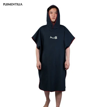 

Puimentiua 2019 Men bathrobe Poncho Hooded multicolor Absorbent Quick drying swimming Short Sleeve Loose cloak changing bathrobe