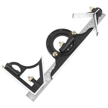 

4Pcs 300MM professional carpenter tools Combination Square Angle Ruler Stainless Steel protractor Multi-function Measuring Tool